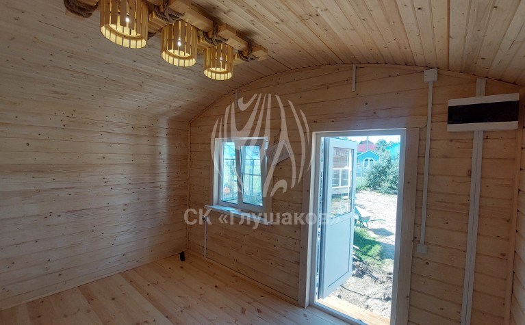 Баня из бруса 4х5 с округлой крышей фото 7
